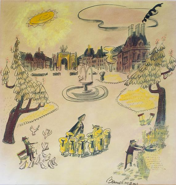  madeline 1939 by ludwig bemelmans "One nice morning Miss Clavel said", crayon and watercolour 